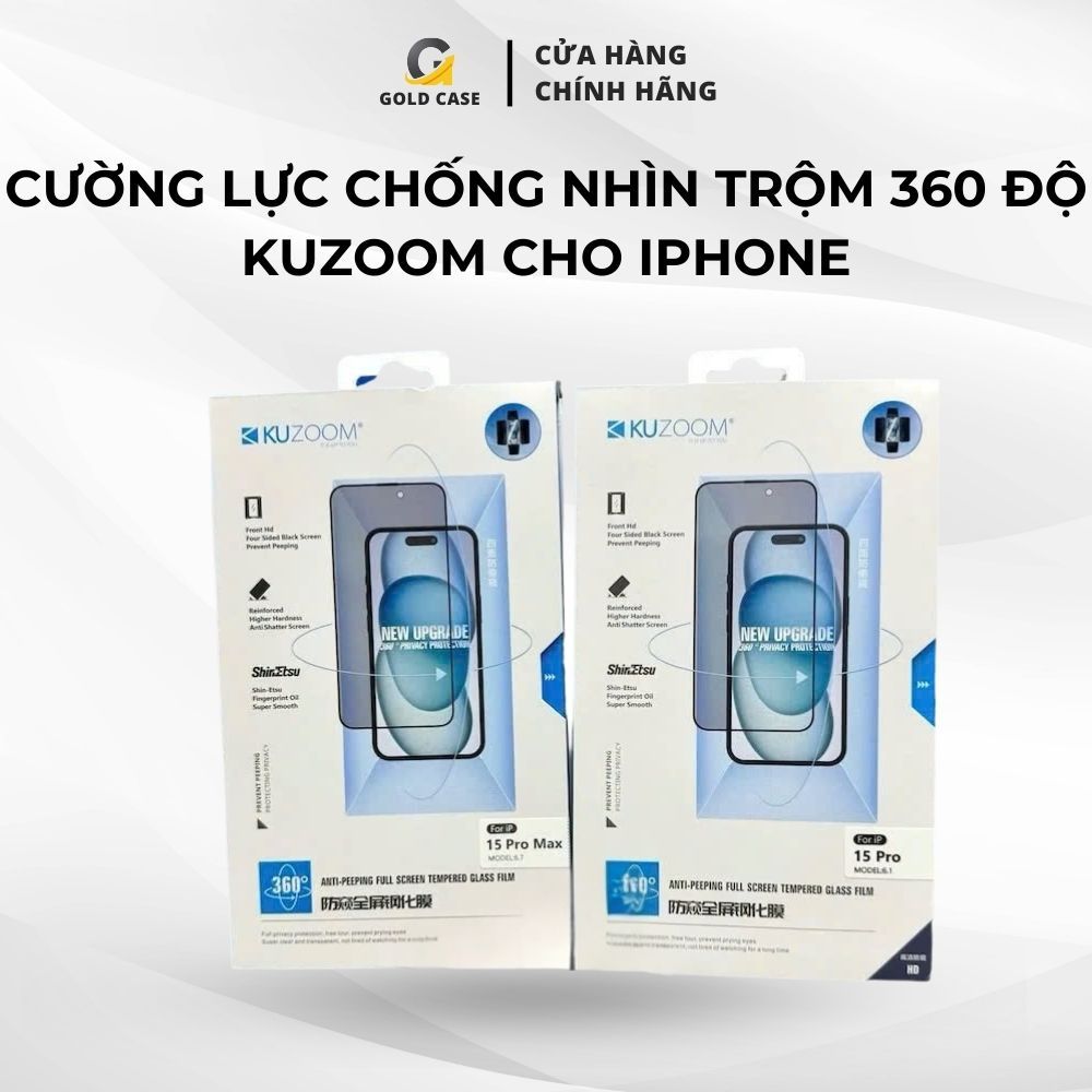 Kính cường lực chống nhìn trộm đa góc nhìn 360 độ Kuzoom dành cho iphone