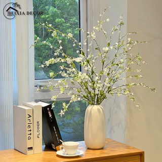 Cành hoa Tuyết Mai giả, Tuyết Mai nhân tạo, hoa lụa (bán kèm bình), cành dẻo cao 110cm, hàng cao cấp