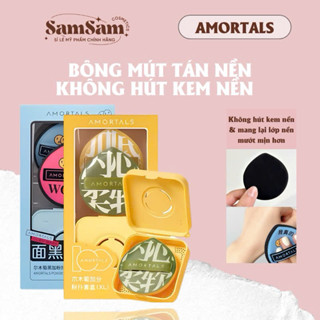 (HOẢ TỐC)  Set 2 Mút Trang Điểm XL Kèm Hộp Đựng AMORTALS Siêu Mềm Mịn, Không Hút Kem 