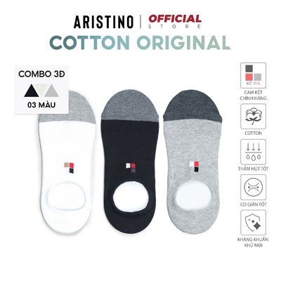 COMBO 3 Đôi Tất, Vớ nam ARISTINO BIZMEN cổ ngắn cotton mềm nano Ag+ kháng khuẩn, chống hôi - CO.06