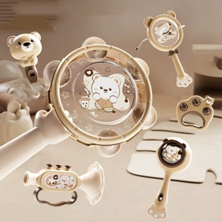 Set 6 món đồ chơi âm thanh cho bé, trống, lục lạc, gặm nướu, xúc xắc, kèn