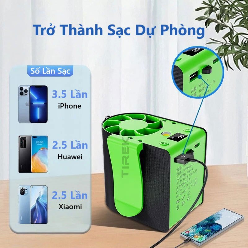 Quạt Mini Đeo Thắt Lưng Tirek F17 - Động Cơ Không Chổi Than - Quạt Làm Mát Lưng. Chạy 12-32h. Dung Lượng Chuẩn 15000mAh