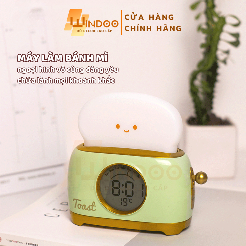 Đồng hồ báo thức màn hình LED có đèn ngủ để bàn, đồng hồ xem giờ hiển thị nhiệt độ Windoo WD133