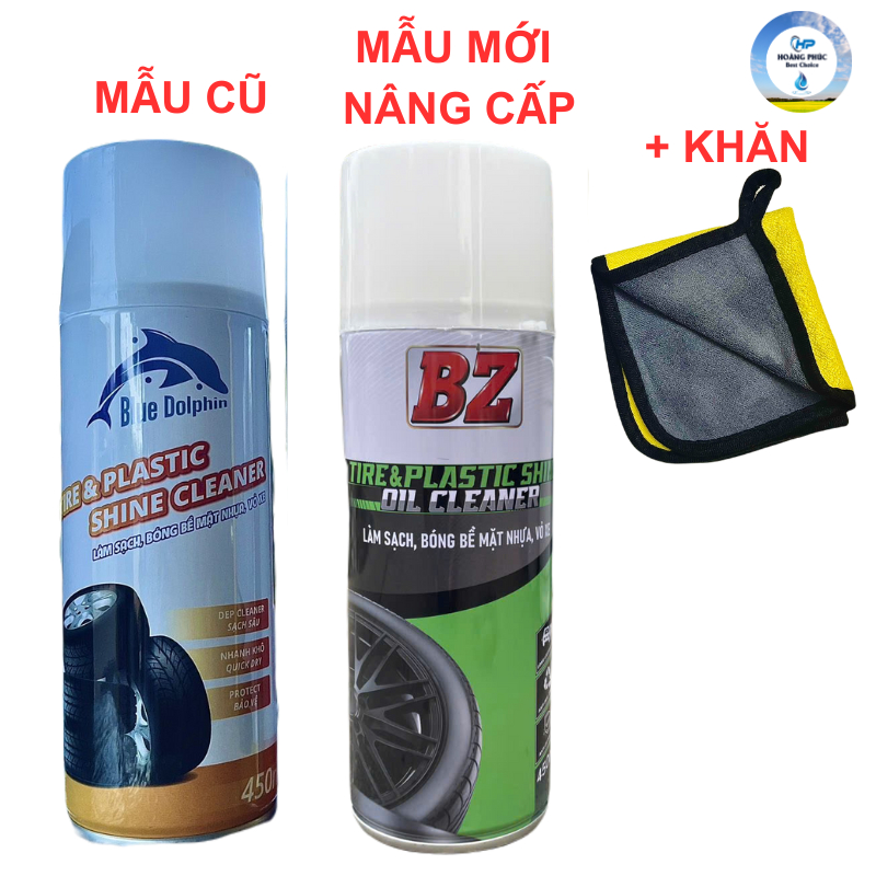 Chai Xịt Phục Hồi Nhựa Nhám Và Làm Bóng Lốp Xe BZ TIRE SHINE Blue Dolphin 450ml- Cam Kết Chính Hãng