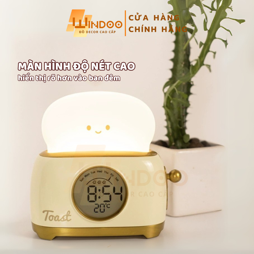 Đồng hồ báo thức màn hình LED có đèn ngủ để bàn, đồng hồ xem giờ hiển thị nhiệt độ Windoo WD133