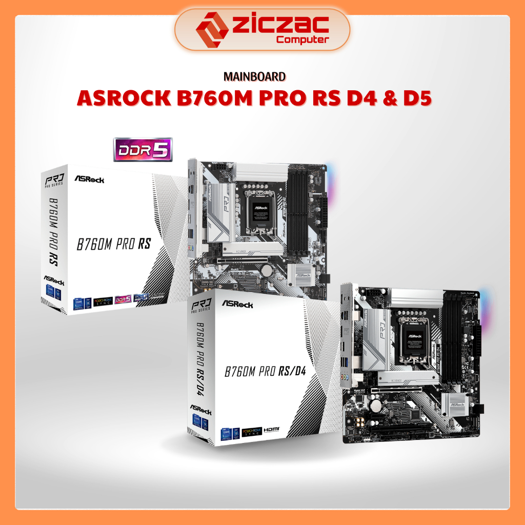 Mainboard ASRock B760M Pro RS D4 &D5 Wifi 6E Bluetooth sync led ARGB - Chính hãng BH 36th