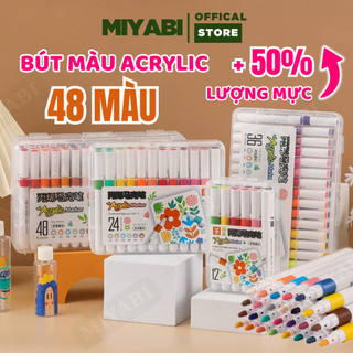  Bút màu Acrylic Marker Thêm 50% Mực 12 24 36 48 Màu bút sơn acrylic chống nước vẽ trên mọi chất liệu vẽ giày vải chai lọ 