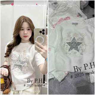 Áo phông thun nữ hình ngôi sao hàng QC chất len mongtoghi mặc 4 mùa