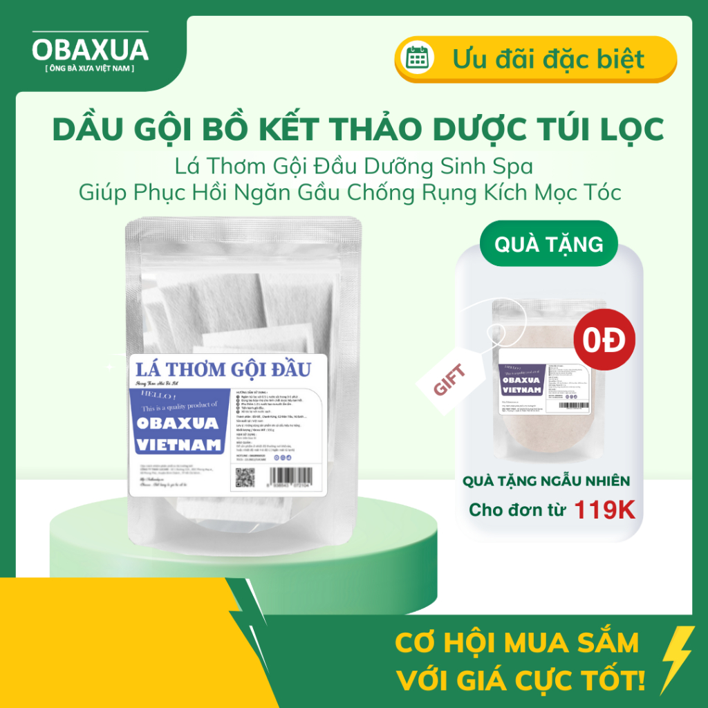Dầu Gội Bồ Kết Thảo Dược Túi Lọc Obaxua - Giúp Phục Hồi Ngăn Gầu Chống Rụng Kích Mọc Tóc Gội Đầu Dưỡng Sinh Spa | BigBuy360 - bigbuy360.vn