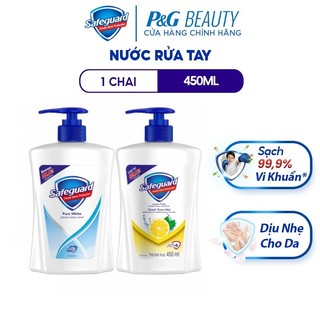 Nước Rửa Tay SAFEGUARD Sạch 99,9% Vi Khuẩn & Dịu Nhẹ Cho Da Trắng Tinh Khiết/Chanh Tươi Mát - Chai 450ML