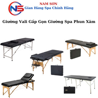 [Free Ship] Giường Vali Gấp Gọn Giường Spa Phun Xăm | Chăm Sóc Da Nối Mi Massage Chân Inox Chân Gỗ