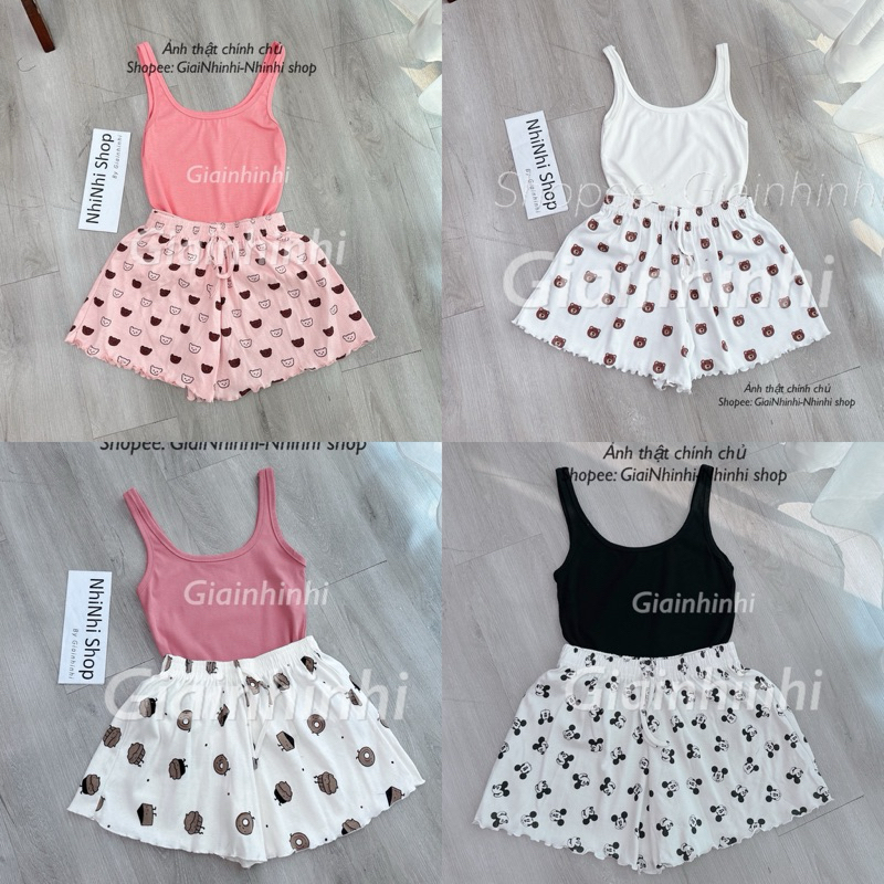 Sét đồ ngủ áo ba lỗ họa tiết sexxy co giãn, Bộ ngủ 2 dây to mát lạnh BN0083 - NhiNhi Shop | BigBuy360 - bigbuy360.vn