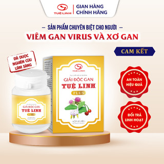  Giải độc gan Tuệ Linh PLUS  Chính hãng  - Giải độc gan hạ men gan hỗ trợ viêm gan virus xơ gan - Hộp 60 viên 