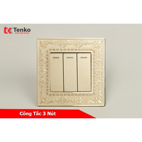 Công tắc 3 nút Mặt Vuông Tân Cổ Điển Tenko TK-F88-03