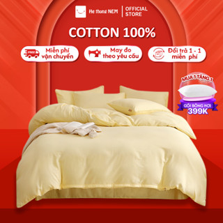 Bộ chăn ga gối cotton Hệ Thống Nệm cao cấp Set bộ vỏ chăn ga ra drap grap gối nệm đệm 5 món phủ giường vải cotton 100%