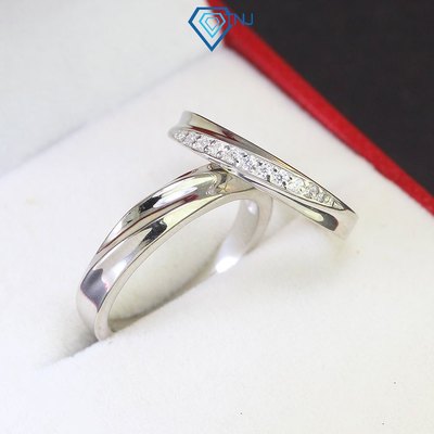 Nhẫn đôi bạc Moissanite khắc tên theo yêu cầu xi bạch kim cao cấp NDM0014 - Trang Sức TNJ