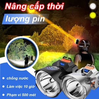 Đèn Pin Đội Đầu 4000mAh-ZACRO Hai pin lithium Công Suất Cao Chống Nước Có Thể Sạc Lại Siêu Sáng Đèn ánh sáng trắng/vàng