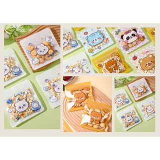  Túi zip miệng kích thước vuông đựng bánh kẹo túi zip miệng đựng trà hoa đa dạng họa tiết set 50 túi 