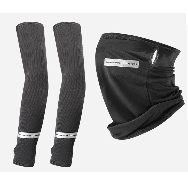 Combo găng tay chống nắng và khăn trùm vải thun lạnh Protect