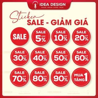 Tem SALE, Decal giảm giá phần trăm, Sticker - tem nhãn dán sale dán sản phẩm - Tròn 3cm - Tem dán mua 1 tặng 1