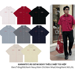[NO RESTOCK] Áo Sơ Mi Boxy Karants Thêu 2 Mặt Túi Hộp Local Brand Streetwear Hot Trend - KR183