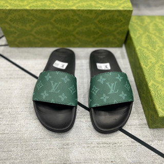 Dép Nam Quai Ngang LV Họa Tiết Vân Chìm Sang Trọng, Dép Boy Phố Quai Da Cao Cấp