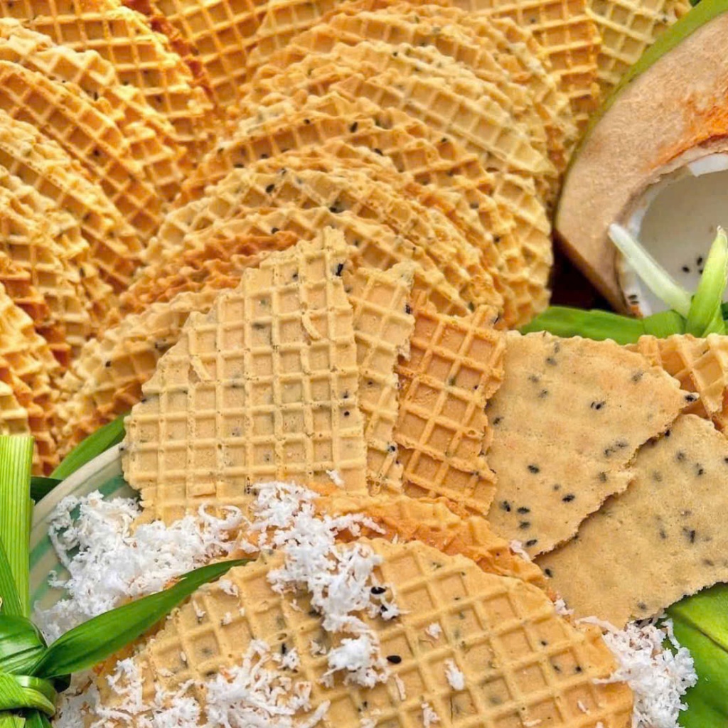 BÁNH KẸP MÈ DỪA SỮA GIÒN BÉO CẨM HUÊ - túi 500g