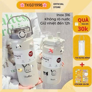  Bình giữ nhiệt inox 316 1200ml có quai xách,ống hút hàng loại 1 DAKINY HOT 2024 tặng sticker 