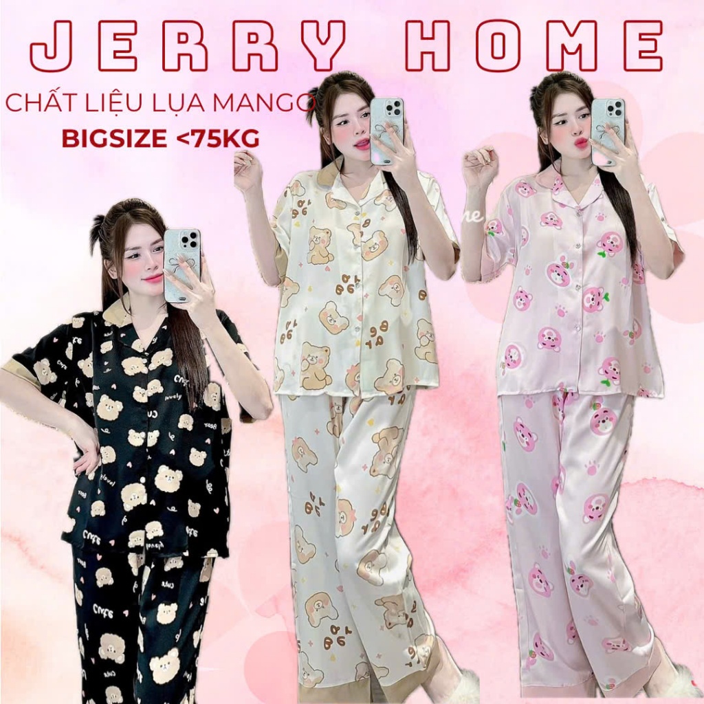 (Có Bigsize) Đồ Bộ Nữ, Pijama Nữ Mặc Nhà Tay Ngắn Quần Dài Mango Jerry Home