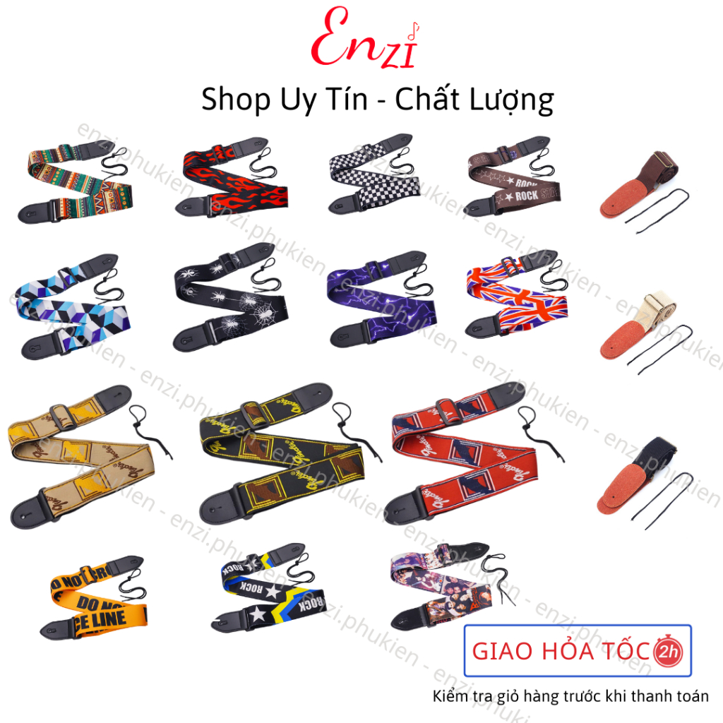 Dây đeo đàn guitar acoustic classic guitar bass ghita điện phối hình dày dặn chắc chắn Enzi