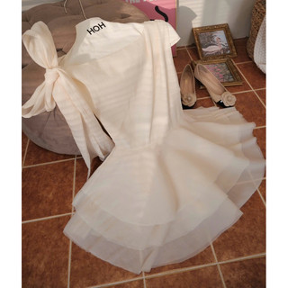 ĐẦM MIDI 2S CỘT VAI NUDE LÔNG NỔI