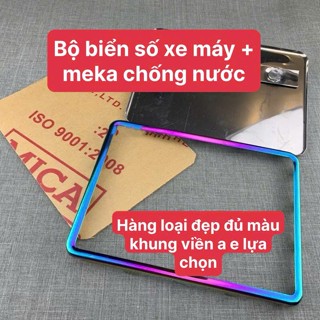 Bộ Biển Số Xe Máy Titan Inox Gr5 Kèm Meka Chống Nước Dễ Dàng Lắp Đặt