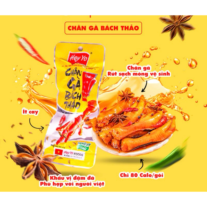 Chân gà Hey Yo Bách thảo 40g, chân gà Việt Nam