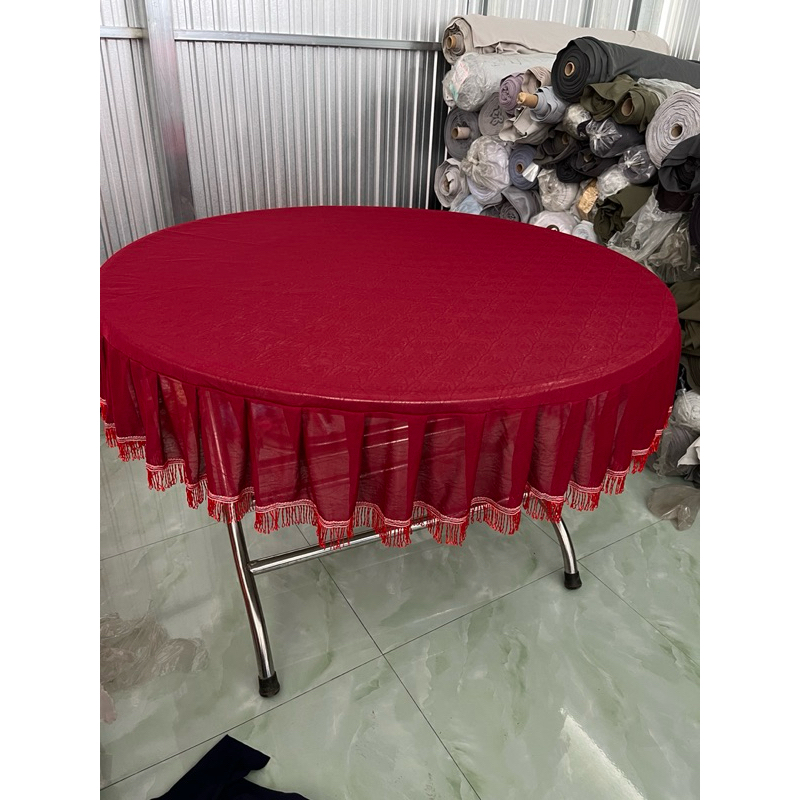  khăn trải bàn ,khăn trải bàn tròn vải thun may dúng viền ren 