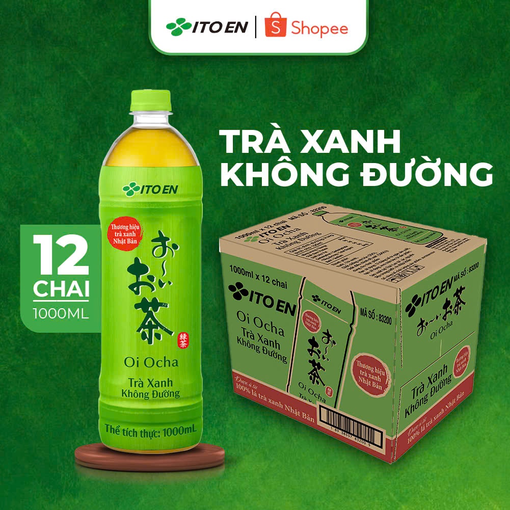 Oi Ocha - Trà Xanh Không Đường (1000mL x 12chai)