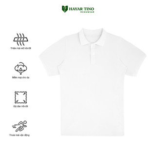 Áo polo Hayar màu trắng thoáng khí thoải mái vải poly cá sấu TRƠN nam tính sang trọng thanh lịch