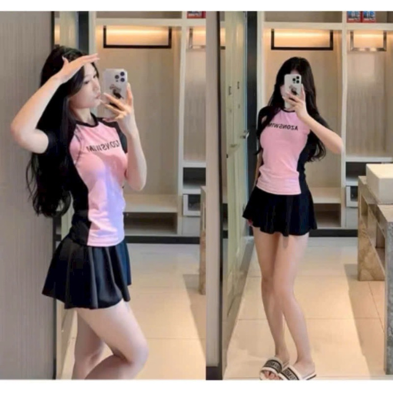 Đồ Bơi Đi Biển Áo Dài Tay (size M.L.XL) Quần 2 Lớp dáng thể thao,trẻ trung,năng động, kín đáo