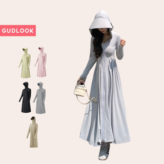 Áo chống nắng toàn thân dáng váy GUDLOOK thun lạnh co giãn, chống UV tối đa, che kín, thoáng mát