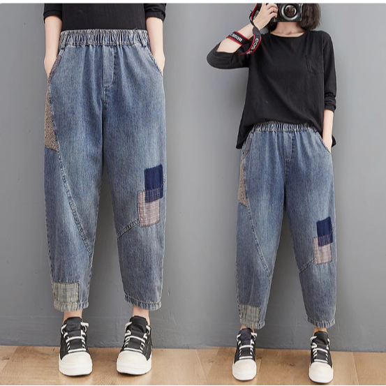 B174 Quần bò bisgsize cạp chun dáng dài thời trang