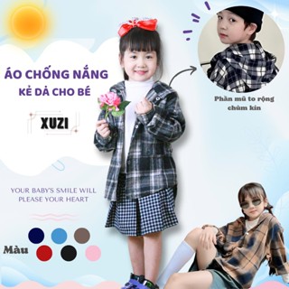 Áo chống nắng cho bé trai gái áo khoác chống nắng kẻ vải dạ mềm dày dặn cao cấp ngăn tia UV bảo vệ da của nhà XUZI