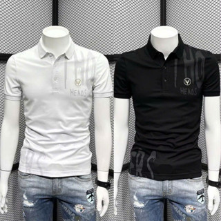 Áo thun nam cổ trụ in Logo chữ HEA cực đẹp, vải cotton co giãn thoáng mát trẻ trung năng động Có Cổ Polo Menswear Shirt