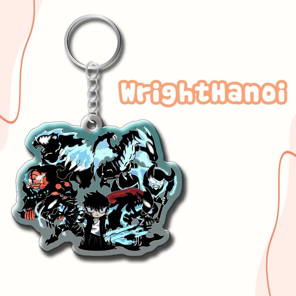 Móc Khoá Hologram Solo Leveling Sung Jinwoo Manhwa Truyện Tranh Hàn Quốc Chibi Trang Trí Túi Sách, B