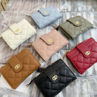 Ví nữ ngắn mini ô trám cầm tay nhiều ngăn đựng thẻ nhỏ gọn bỏ túi kèm móc khoá nhỏ thời trang hàn quốc - Bóp Tiền Mini