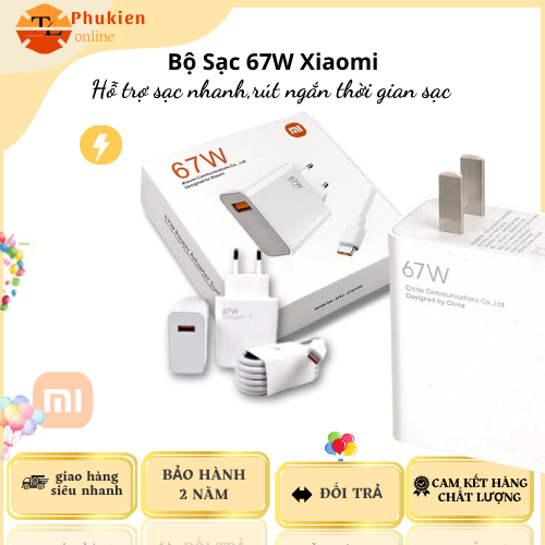 Bộ sạc nhanh Xiaomi 67w/120W Sạc nhanh Mi Charge Turbo Chính hãng, kèm dây sạc Xiaomi Type C