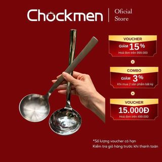 Muôi Canh CHOCKMEN Inox 18/10 Cao Cấp Xuất Đức Muỗng Múc Canh Thìa To Muôi Canh Vá Nhà Bếp