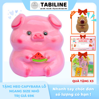 Heo đất ống tiết kiệm tiền lỗ tròn heo dưa hấu size to đẹp LD61 - TABILINE