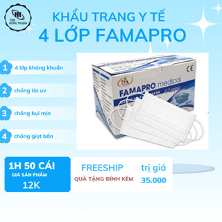 Khẩu trang y tế 4 lớp Famapro hộp 50 cái , KHÁNG KHUẨN 4 LỚP NAM ANH