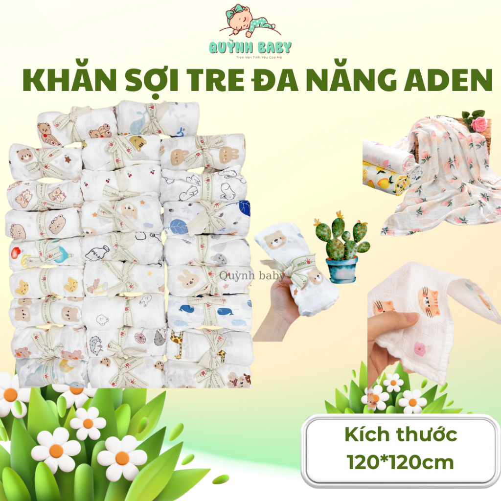 Khăn tắm Aden (2 lớp 120x120cm)