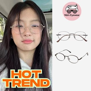 Kính mắt kim loại oval Y2K titanium phối thép không gỉ cao cấp chuyên lắp cận Bayonnetta LY83059