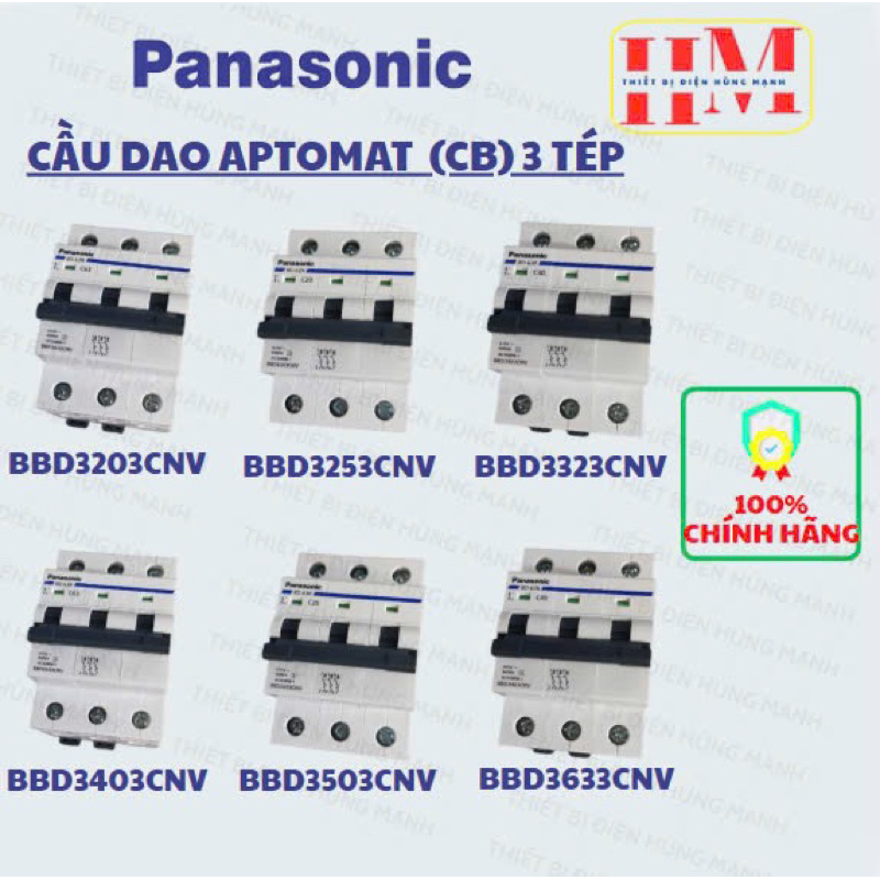 Cầu dao MCB CB 3P 3 Pha 3 Tép 25A 32A 40A 50A 63A Panasonic